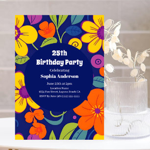 Colourful Retro Flowers-Dopamine Style Invitation