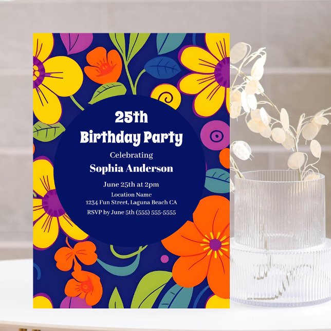 Colourful Retro Flowers-Dopamine Style Invitation (Colorful Retro Flowers-Dopamine Style Invitation)