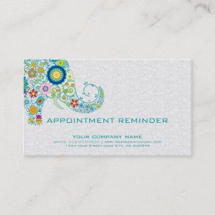 Colourful Retro Flowers Elephant Appointment Card