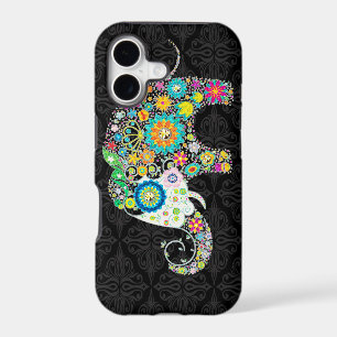 Colourful Retro Flowers Elephant Design