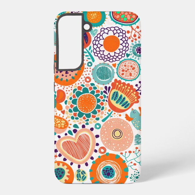 Colourful retro flowers pattern 3a  samsung galaxy s22+ case (Back)