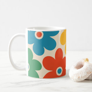 Colourful Retro Flowers Pattern Coffee Mug