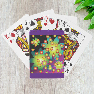 Colourful Retro Flowers Playing Cards