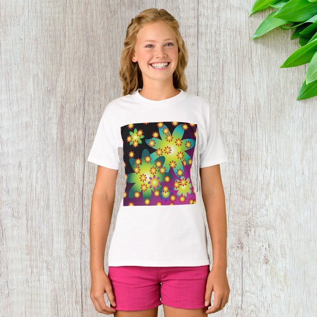 Colourful Retro Flowers T-Shirt (Creator Uploaded)