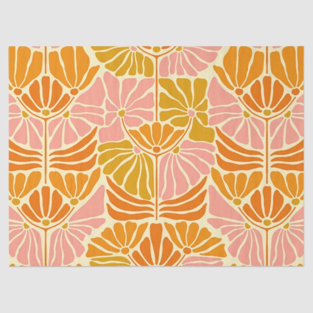 Colourful Retro Flowers Tissue Paper (Front)