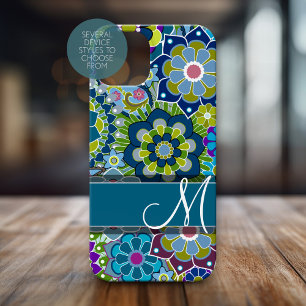 Colourful Retro Flowers with Monogram Case-Mate iPhone 14 Pro Case