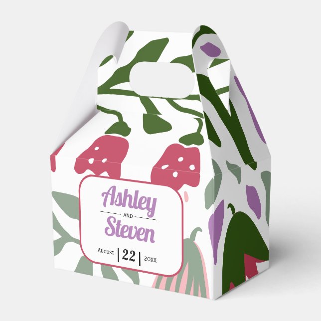 Colourful retro folklore flowers floral wedding favour box (Front Side)