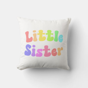 Colourful Retro Font Little Sister Cushion