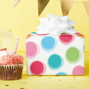 Colourful Retro Fuzzy Fun Polka Dots Kid's Birthda Wrapping Paper