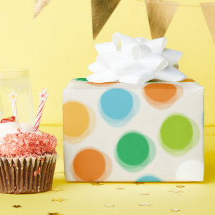Colourful Retro Fuzzy Polka Dots Wrapping Paper