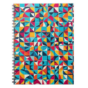 Colourful Retro Geometric Pattern Art Notebook