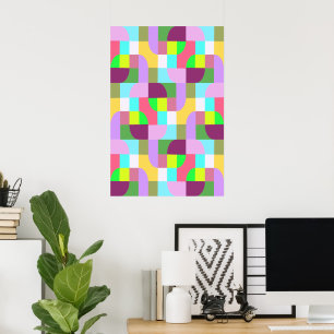 Colourful Retro Geometric Pattern  Poster