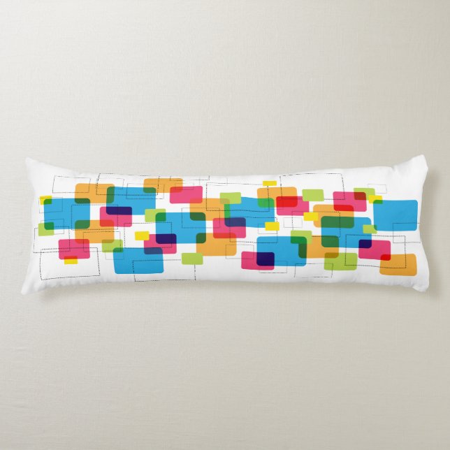 Colourful Retro Geometric Rectangles Pattern Body Cushion (Front)