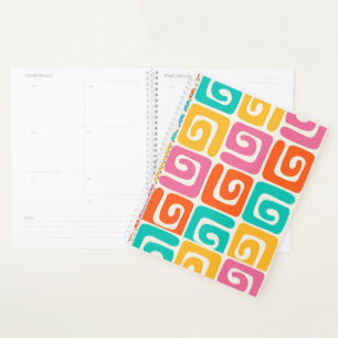 Colourful Retro Geometric Swirls and Bold Vintage Planner