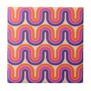 Colourful Retro Geometric Wave Design Tile