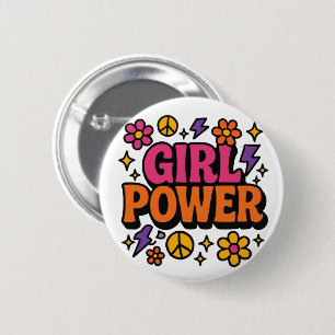 Colourful Retro Girl Power 6 Cm Round Badge