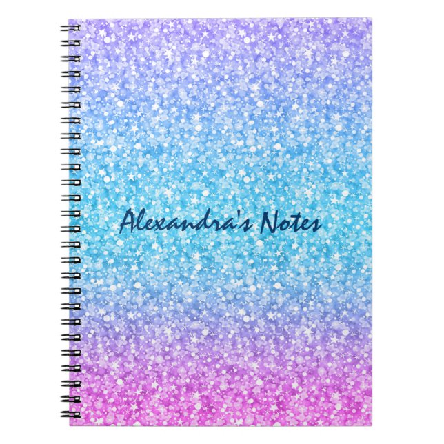Colourful Retro Glitter And Sparkles Notebook (Front)