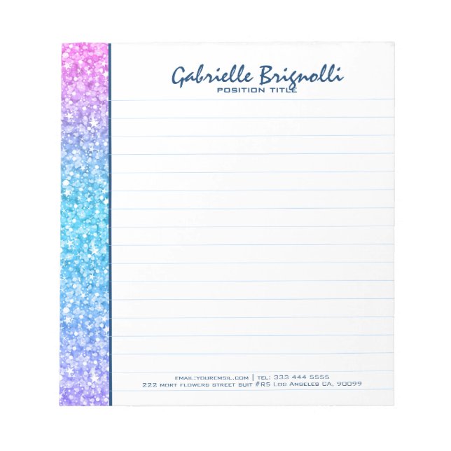 Colourful Retro Glitter And Sparkles Notepad (Front)