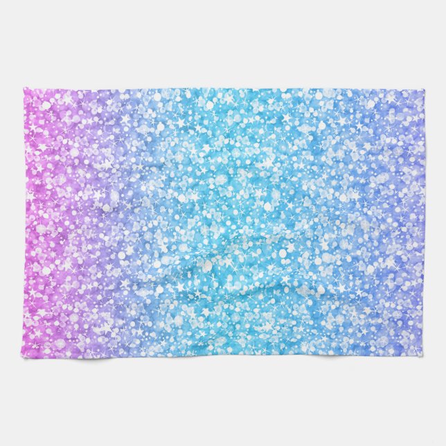 Colourful Retro Glitter And Sparkles Tea Towel (Horizontal)