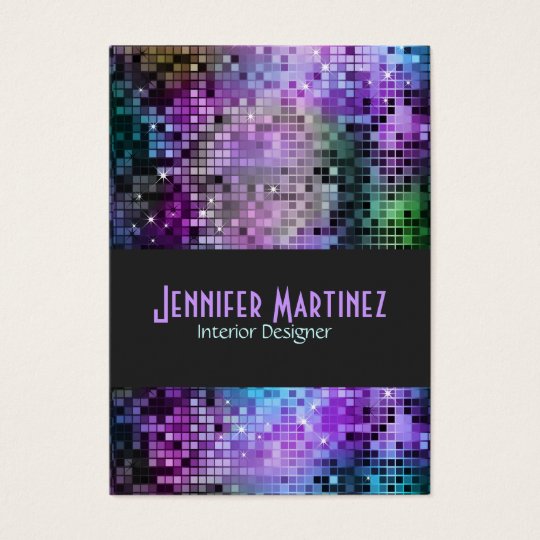 Colourful Retro Glitter Business Card