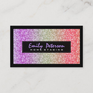 Colourful Retro Glitter Pattern Business Card