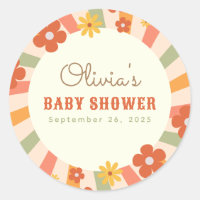 Colourful Retro Groovy Daisy Flower Baby Shower