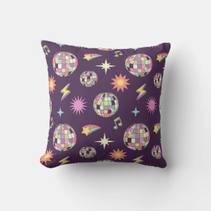 Colourful Retro Groovy Disco Pattern Cushion