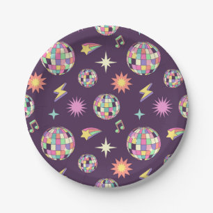Colourful Retro Groovy Disco Pattern Paper Plate