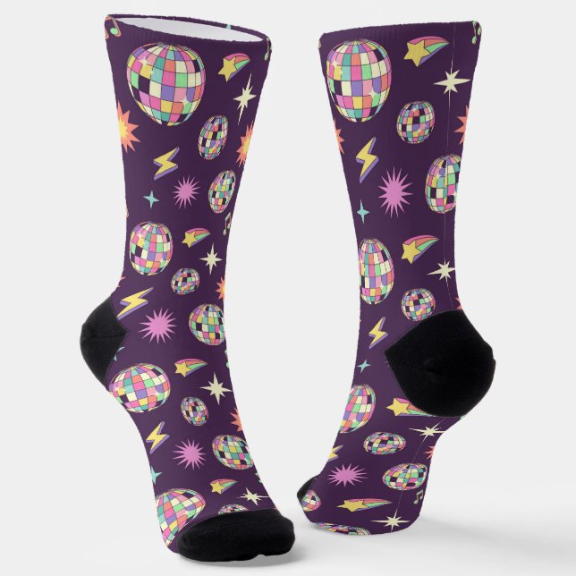 Colourful Retro Groovy Disco Pattern Socks (Angled)