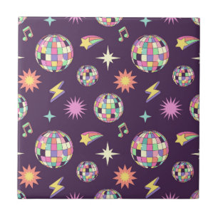 Colourful Retro Groovy Disco Pattern Tile