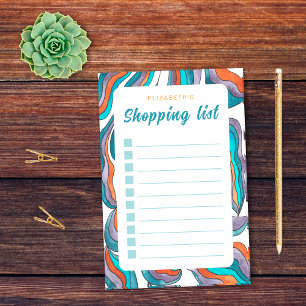 Colourful Retro Groovy Orange Blue Shopping List Post-it Notes