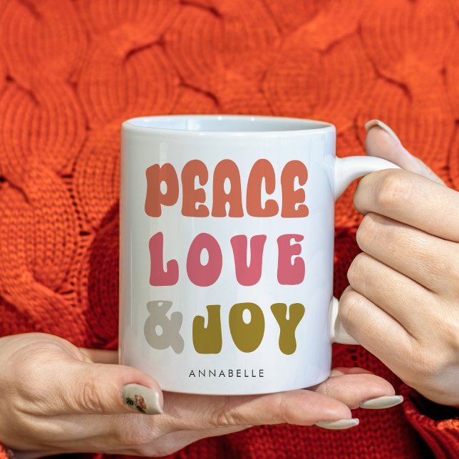 Colourful Retro Groovy Peace Love Joy Holiday Coffee Mug (Colorful Retro Groovy Peace Love Joy Holiday Coffee Mug)