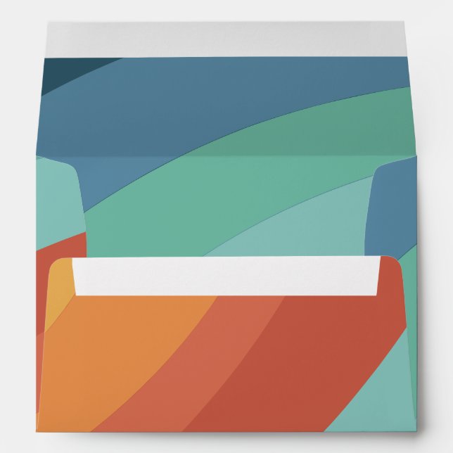Colourful Retro Groovy Rainbow  Envelope (Back (Bottom))
