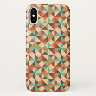 Colourful Retro Grunge Squares Pattern iPhone X Case