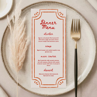 Colourful Retro Hand Written Wedding Flat Menu