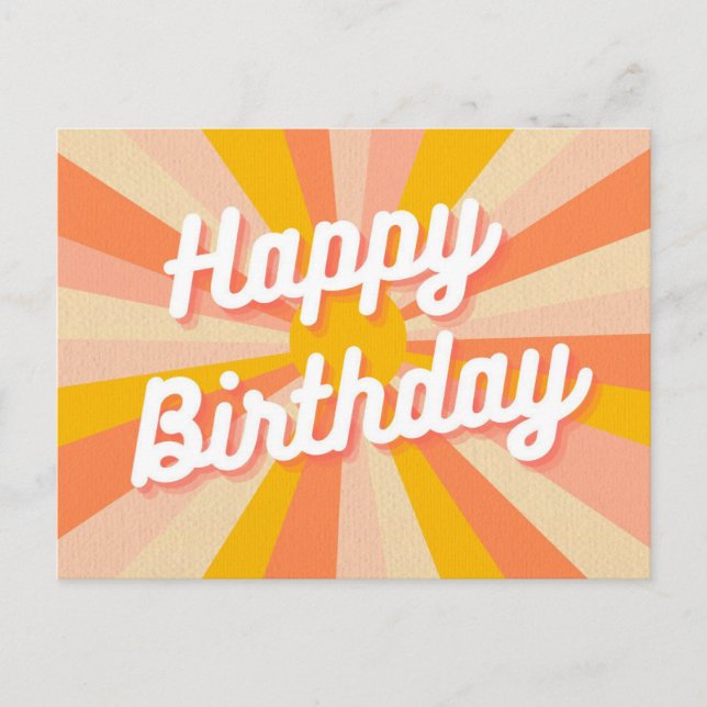 Colourful Retro Happy  Birthday  postcard (Front)