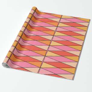 Colourful Retro Harlequin Pattern Pink  Wrapping Paper