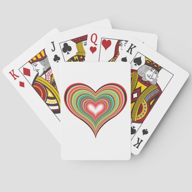 Colourful Retro Heart Playing Cards (Back)