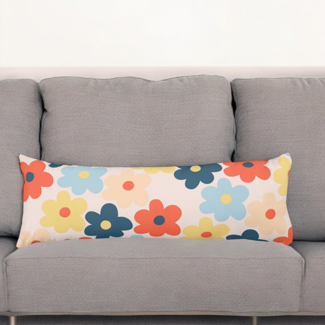 Colourful Retro Hippie Flower Pattern Body Cushion (Creator Uploaded)