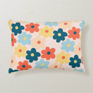 Colourful Retro Hippie Flower Pattern Decorative Cushion