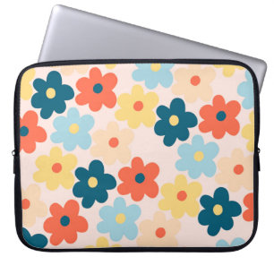 Colourful Retro Hippie Flower Pattern Laptop Sleeve