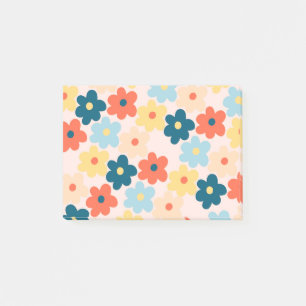 Colourful Retro Hippie Flower Pattern Post-it Notes