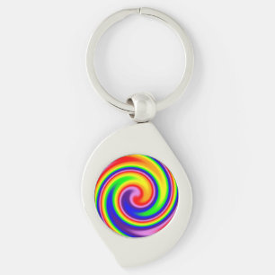 Colourful Retro Hippie Rainbow Swirl Key Ring