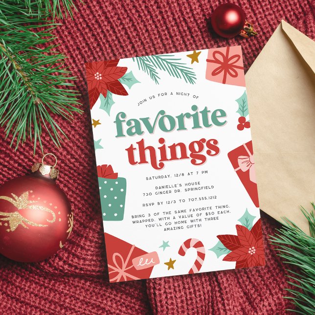 Colourful Retro Holiday Favourite Things Party Invitation (Creator Uploaded)