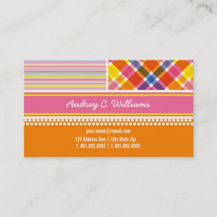 Colourful Retro Hot Pink Combo Pattern Profile Car Business Card