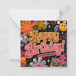 Colourful Retro-Inspired Design with Typography Card