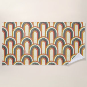 Colourful Retro-Inspired Rainbow Pattern Beach Towel