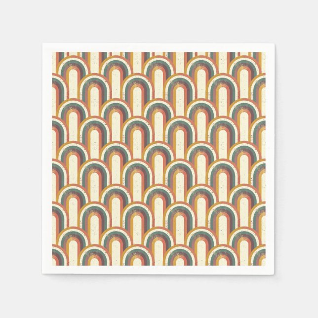 Colourful Retro-Inspired Rainbow Pattern Napkin (Front)