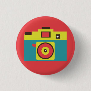 Colourful Retro Instant Camera (Blue) Flair 3 Cm Round Badge