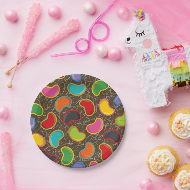 Colourful Retro Jellybeans Pop Kid's Birthday Part Paper Plate (Party)